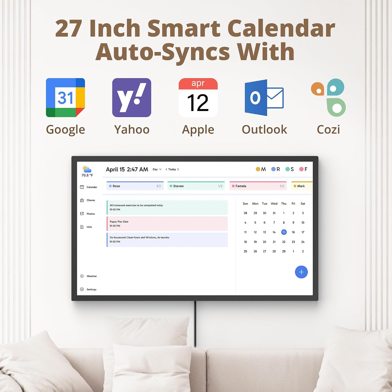 Detalle 2 de Dragon Touch 2026 Digital Calendar 27 inch
