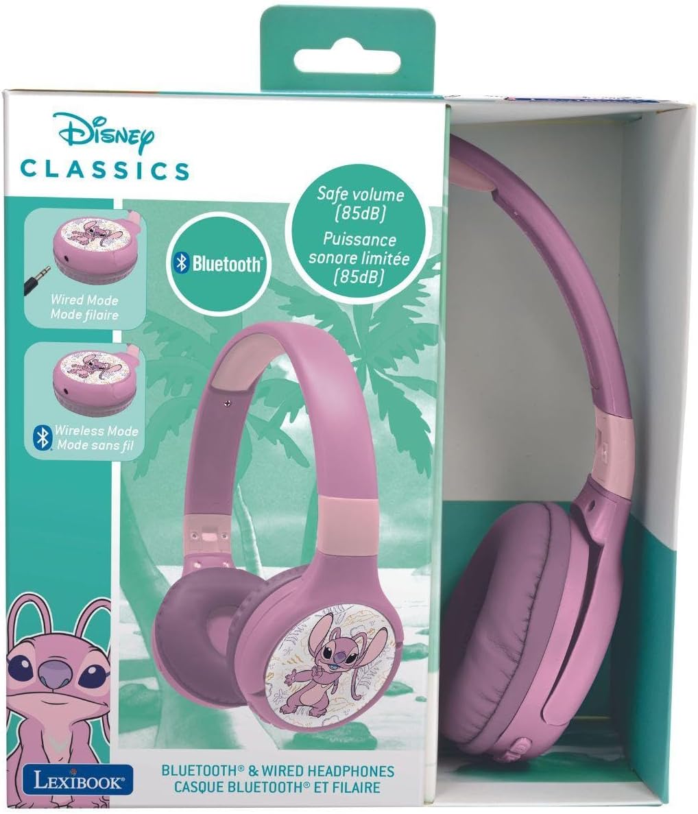 Detalle de LEXIBOOK HPBT010D1LXB Disney Stitch Angel headphones, Bluetooth and wired