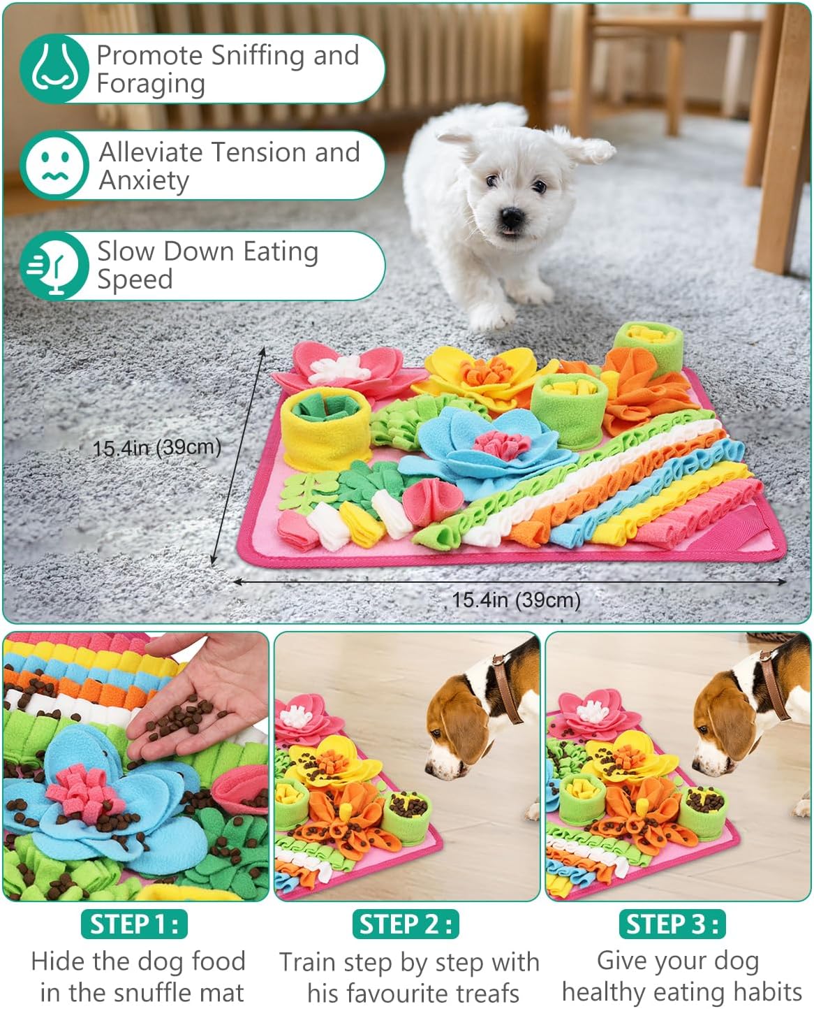 Thumbnail 5 de ORIA Snuffle Mat for Dogs: Interactive Feeding & Stress Relief for Small to Medium Dogs