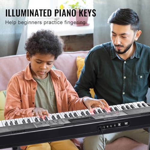 Thumbnail 2 de VEVOR Piano Digital Portátil de 61 Teclas con Teclas Iluminadas y Soporte Ajustable