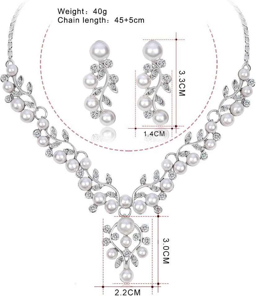Detalle de Cangall Braut Schmuckset für Damen mit Strass Kristall – Halskette mit Anhänger & Ohrstecker
