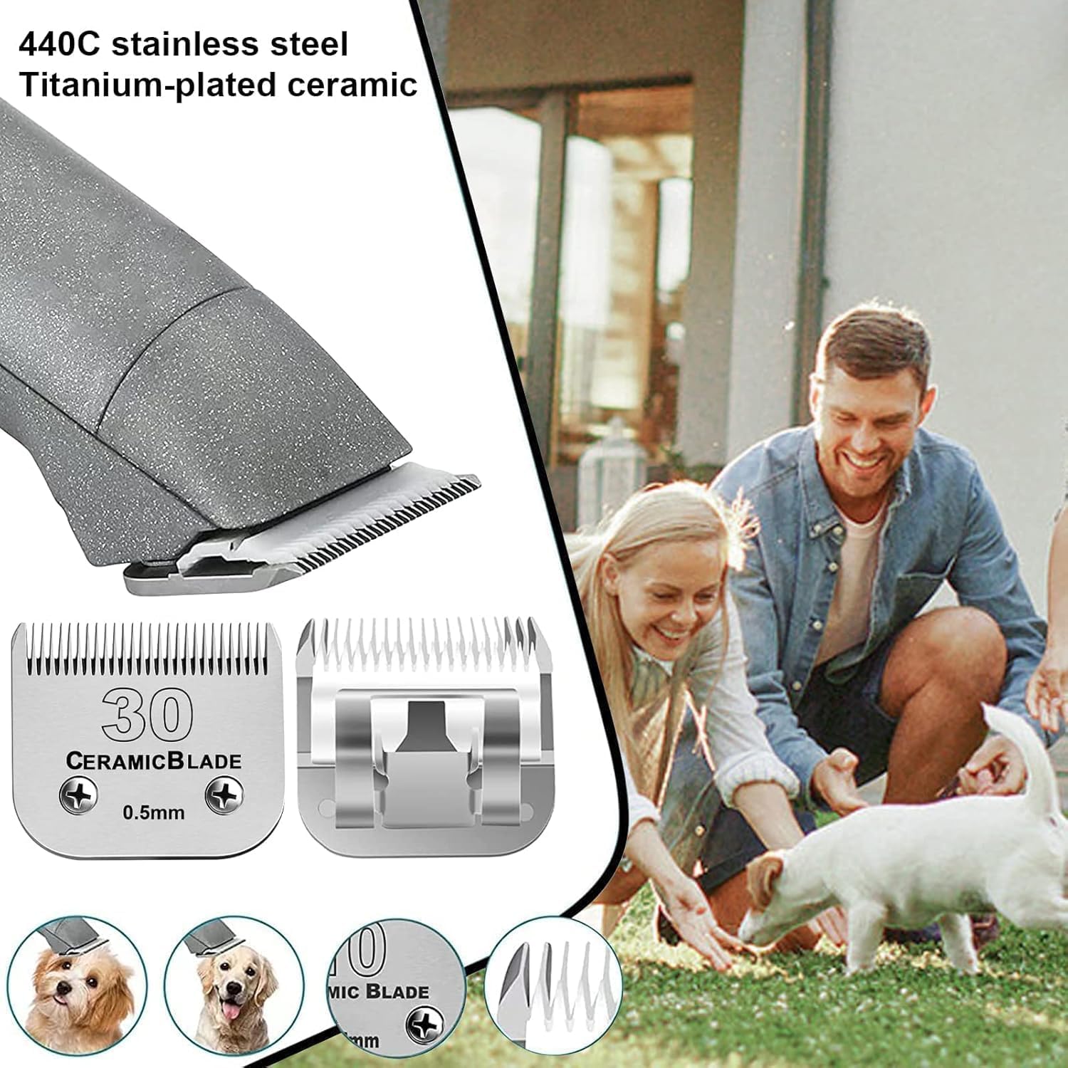 Detalle 2 de AUDOC Dog Grooming Replacement Blades No. 30 for A5 & Wahl KM Clippers