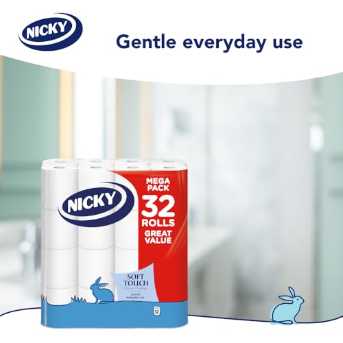 Detalle de Nicky Soft Touch Toilet Tissue 32 Rolls of 190-Sheet 2-Ply – Gentle, Embossed Comfort