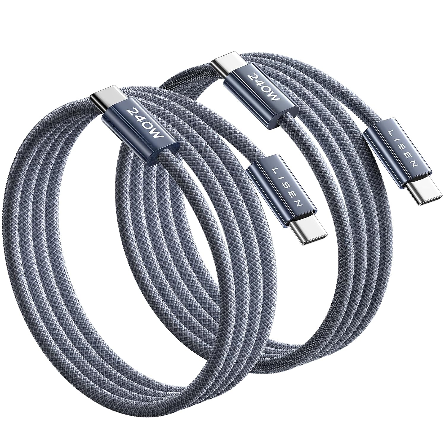 Imagen de LISEN 240W USB-C to USB-C Cable (2-Pack, 1m) – Fast Charging Nylon Braided Cable en OfertitasTOP
