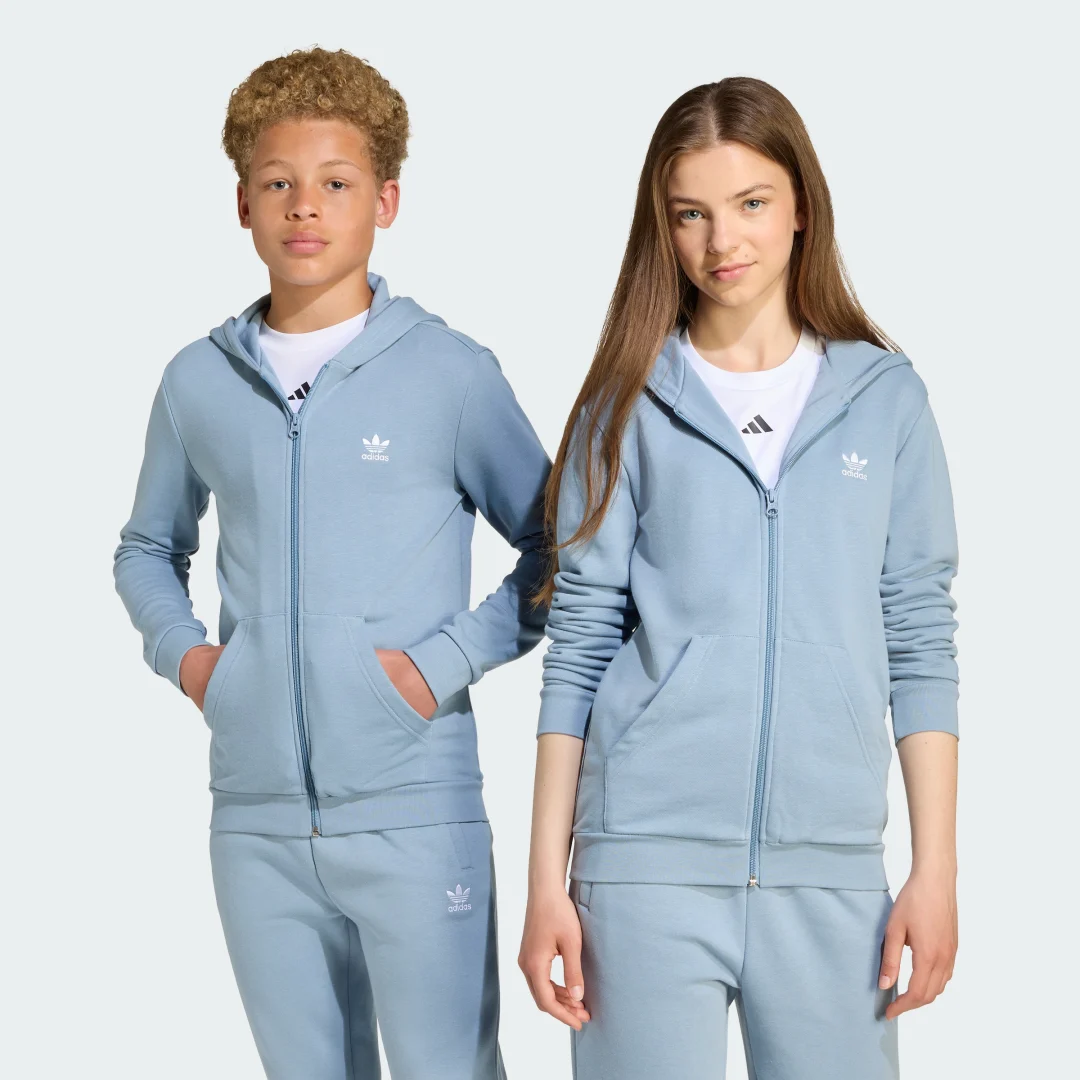 Detalle de Adidas Chaqueta con capucha para adolescentes – azul