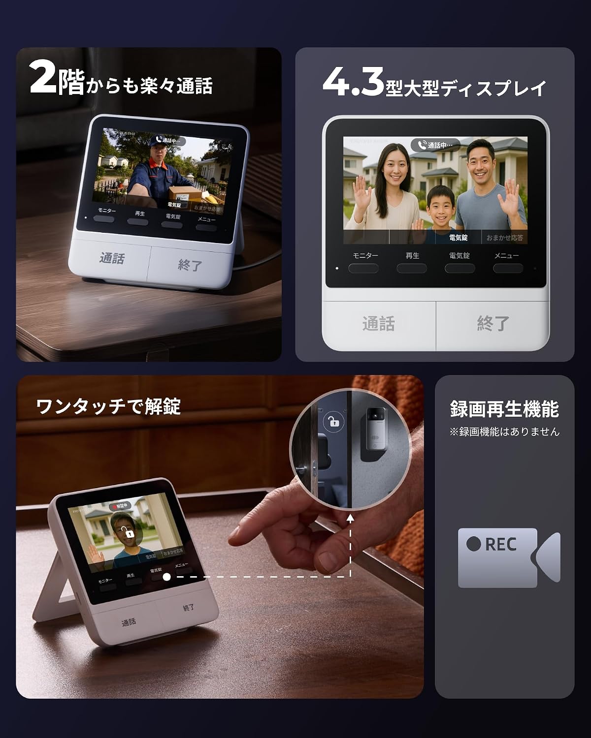 Detalle de SwitchBot W6802000 テレビドアホン拡張モニター 4.3型液晶・最大100dB・1296p