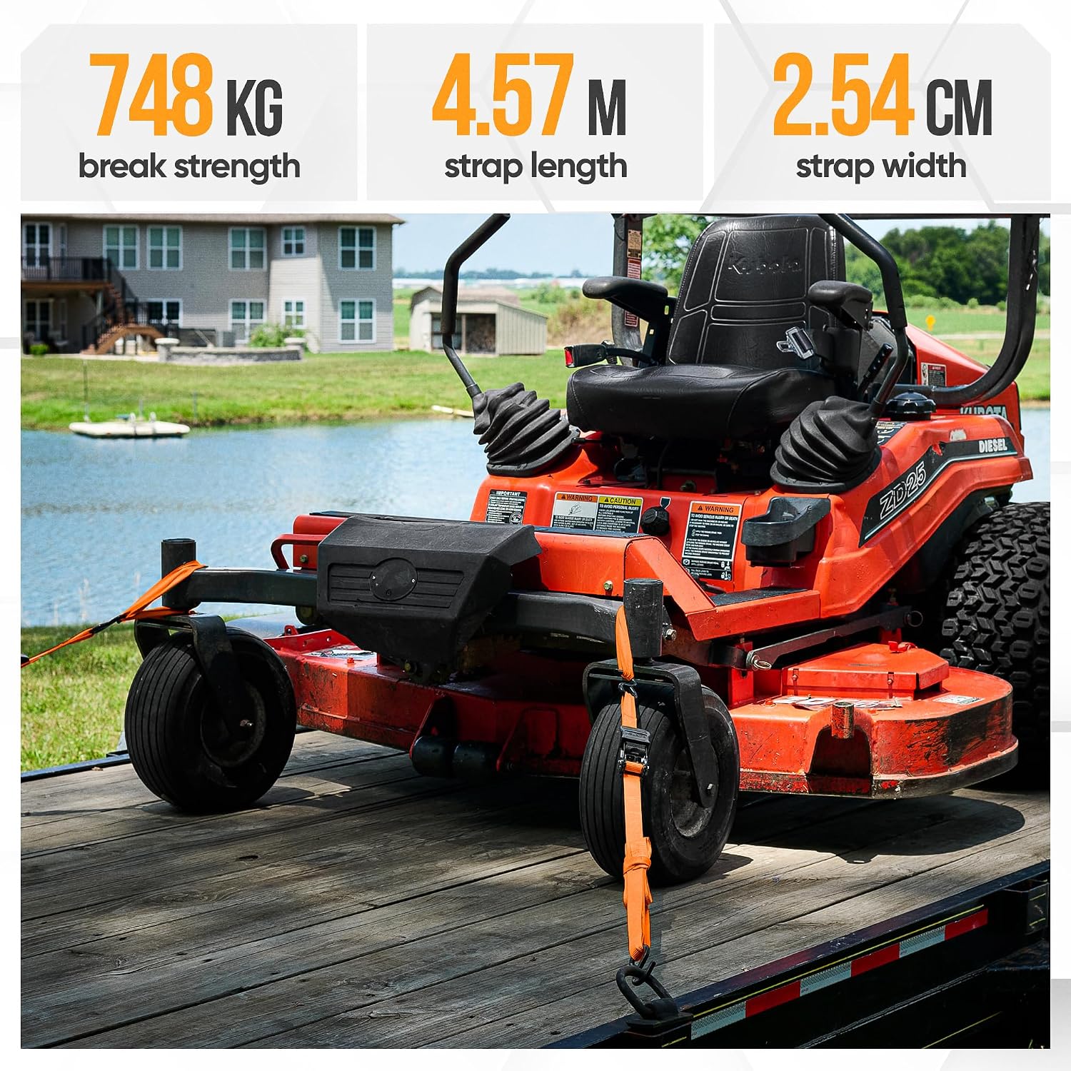 Thumbnail 4 de FORTEM Ratchet Straps 748kg Break Strength, 4 Pack (4.6m x 2.54cm) with Soft Loops and Carry Bag