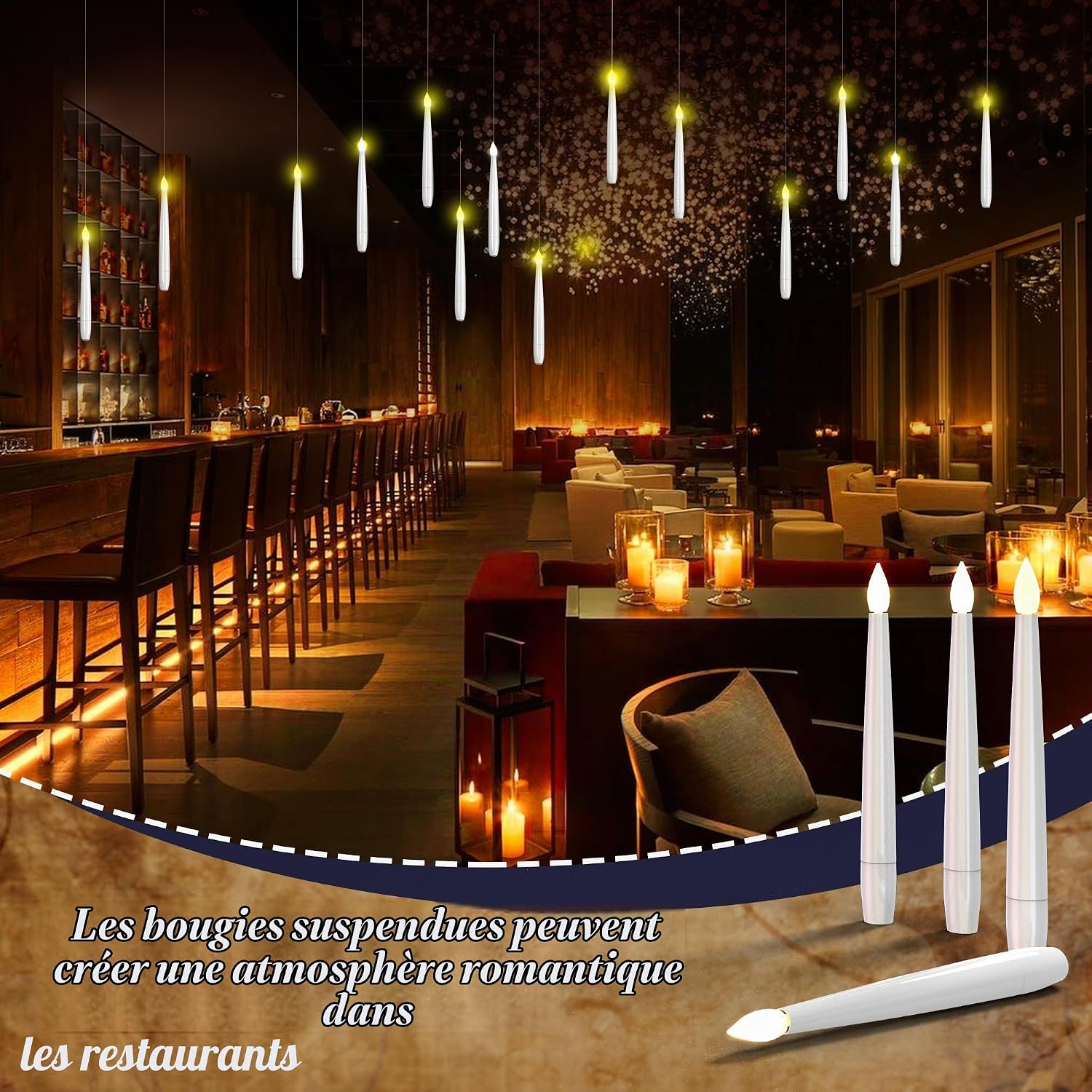 Detalle 1 de CHLDYCST Floating Candles with Wand – 10 drijvende led-kaarsen met afstandsbediening