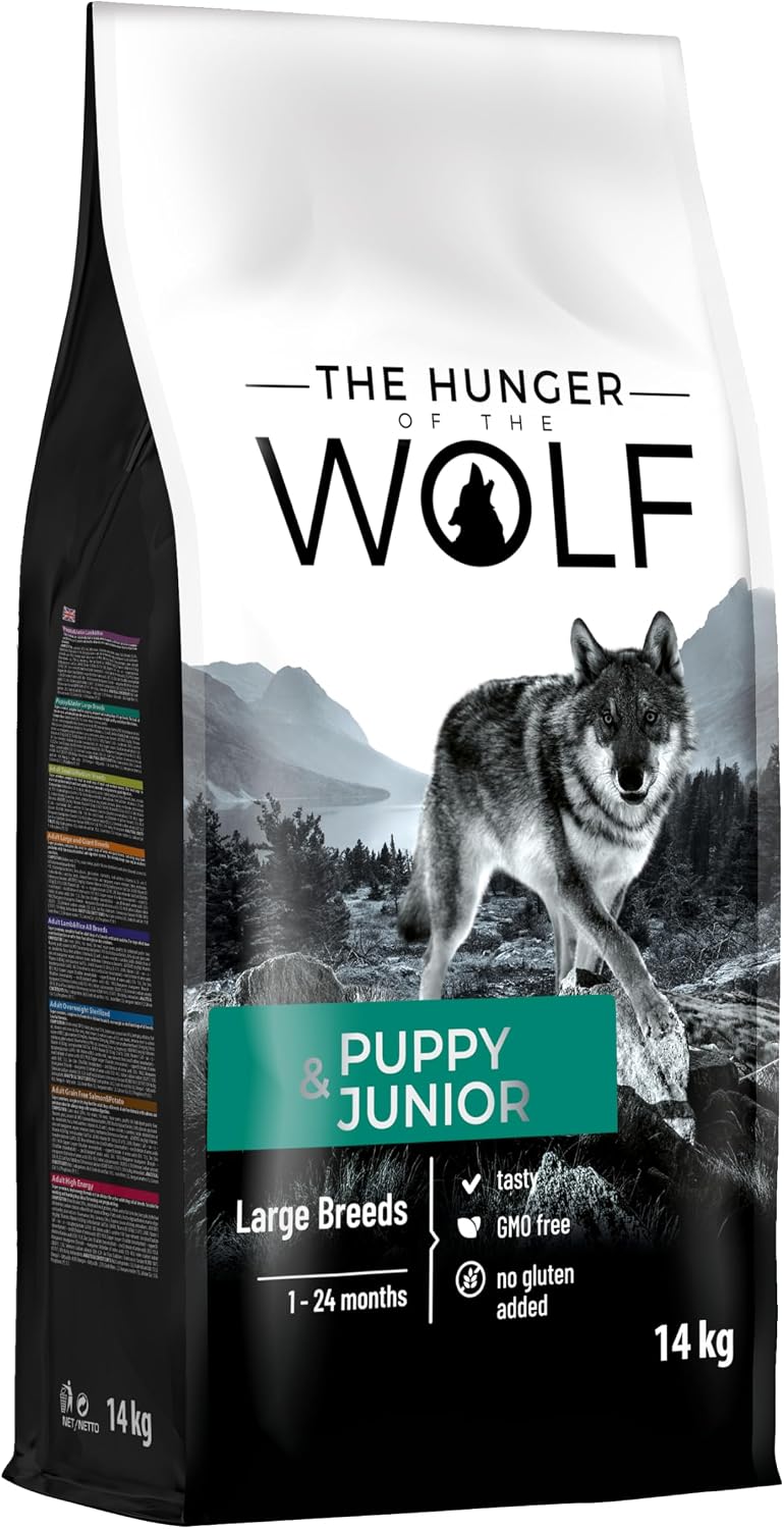 Detalle de The Hunger of the Wolf karma sucha dla szczeniąt dużych ras, kurczak, 14 kg