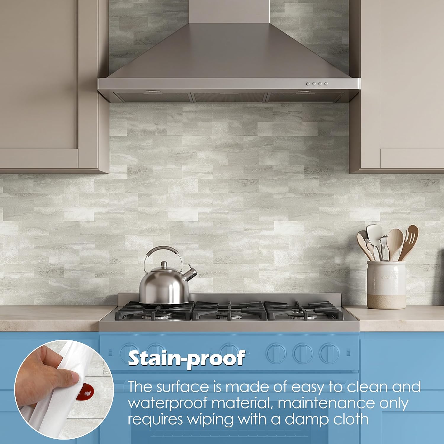 Detalle de OYASIMI GZMA038-10-CA Dolomite Peel-and-Stick PVC Subway Tiles