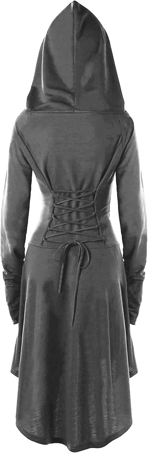Detalle de TSIRNK TSIRNK23213 gothic damesjurk met capuchon voor Halloween en carnaval