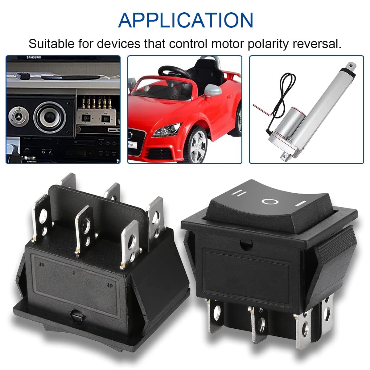 Thumbnail 2 de Switian 6Pcs DPDT Rocker Switch, 3-Position ON/OFF/ON Toggle (6 terminals) – 16A 250VAC / 20A 125VAC Panel Mount