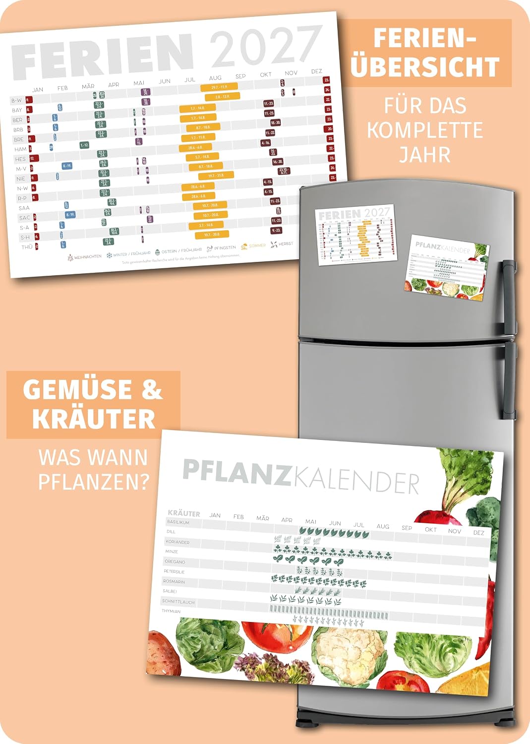 Detalle de Spielefabrik Familienkalender 2027 – Fünf Spalten WEISHEITEN, 23 × 43 cm