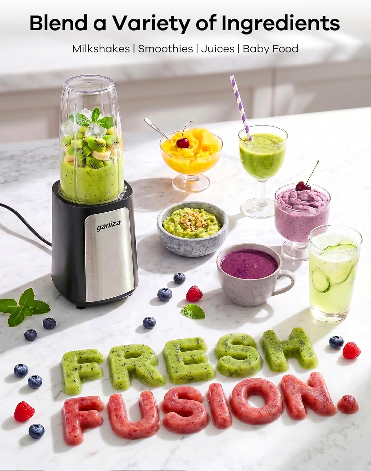 Thumbnail 3 de Ganiza 14-Piece Personal Smoothie Blender, 900W Peak Power, 3 Cups