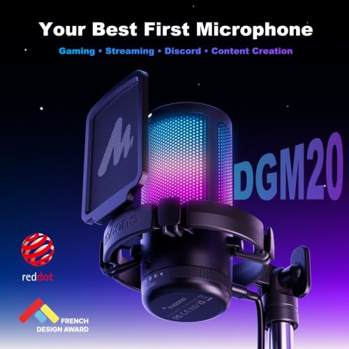 Detalle 2 de MAONO Gaming USB Microphone (DGM20S) with Noise Cancellation, Boom Arm and RGB Lights
