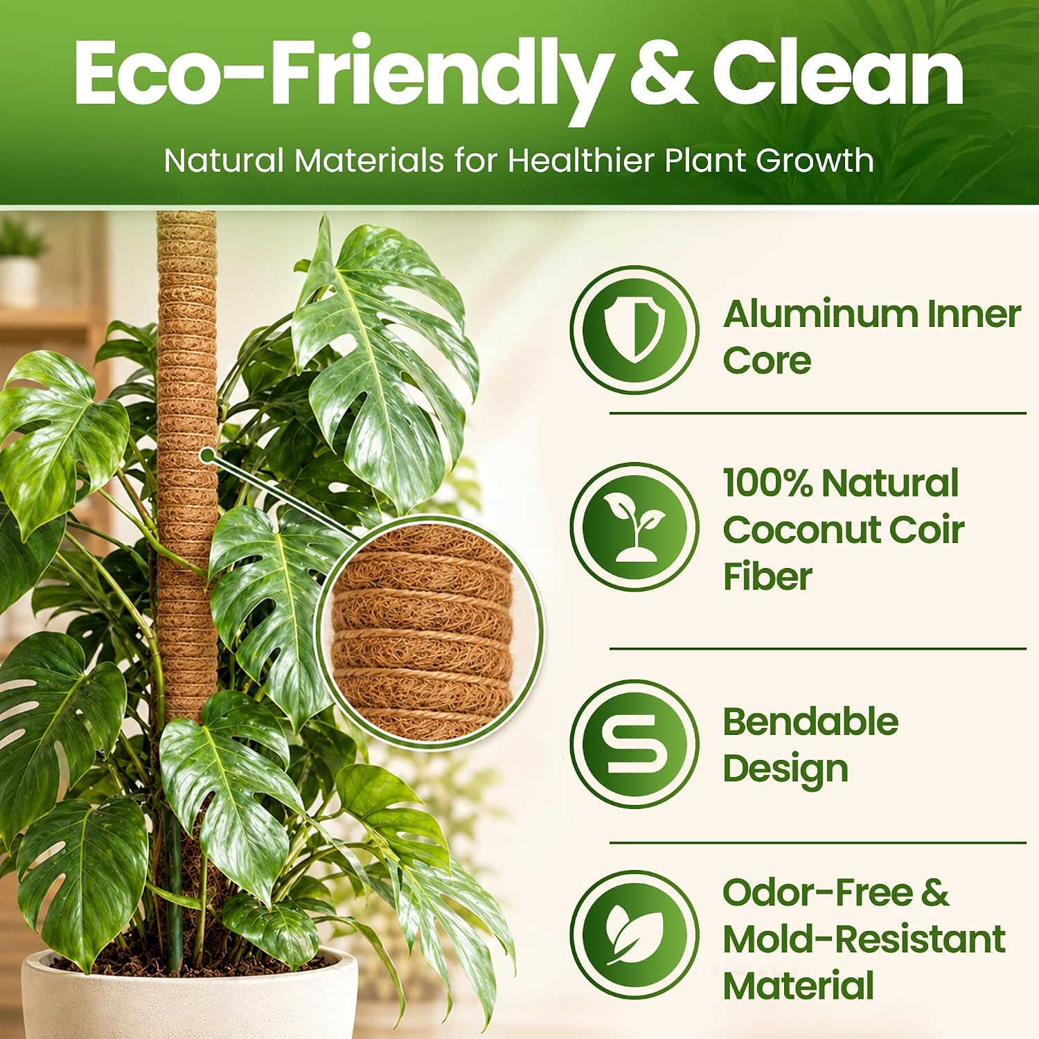Detalle de K-Brands 2 Pack 28" Bendable Coco Coir Moss Poles for Climbing Plants