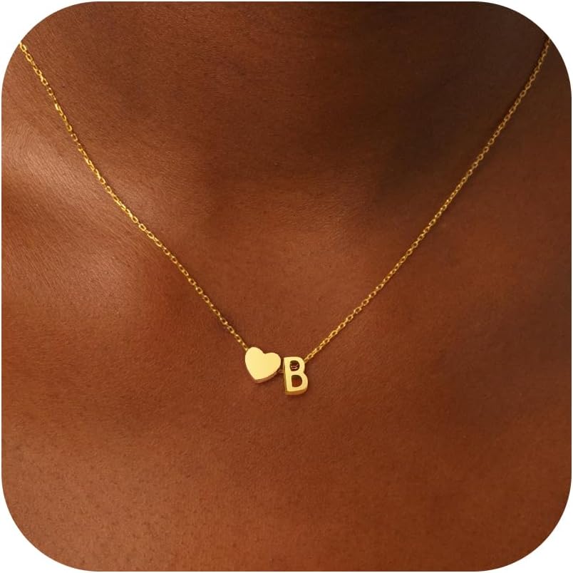 Detalle de RMMD Herz Goldkette mit Buchstaben – 18K Gold/Weißgold vergoldet, nickelfrei & hypoallergen
