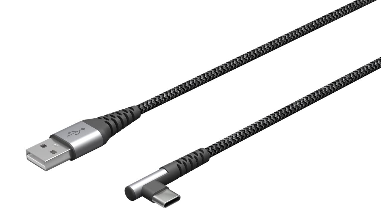 Detalle de Goobay 64656 kabel USB-A–USB-C 90°, 60 W, 1 m, pleciony