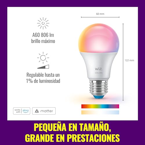 Thumbnail 8 de WiZ Bombilla Inteligente LED A60 RGB E27 – Pack 4