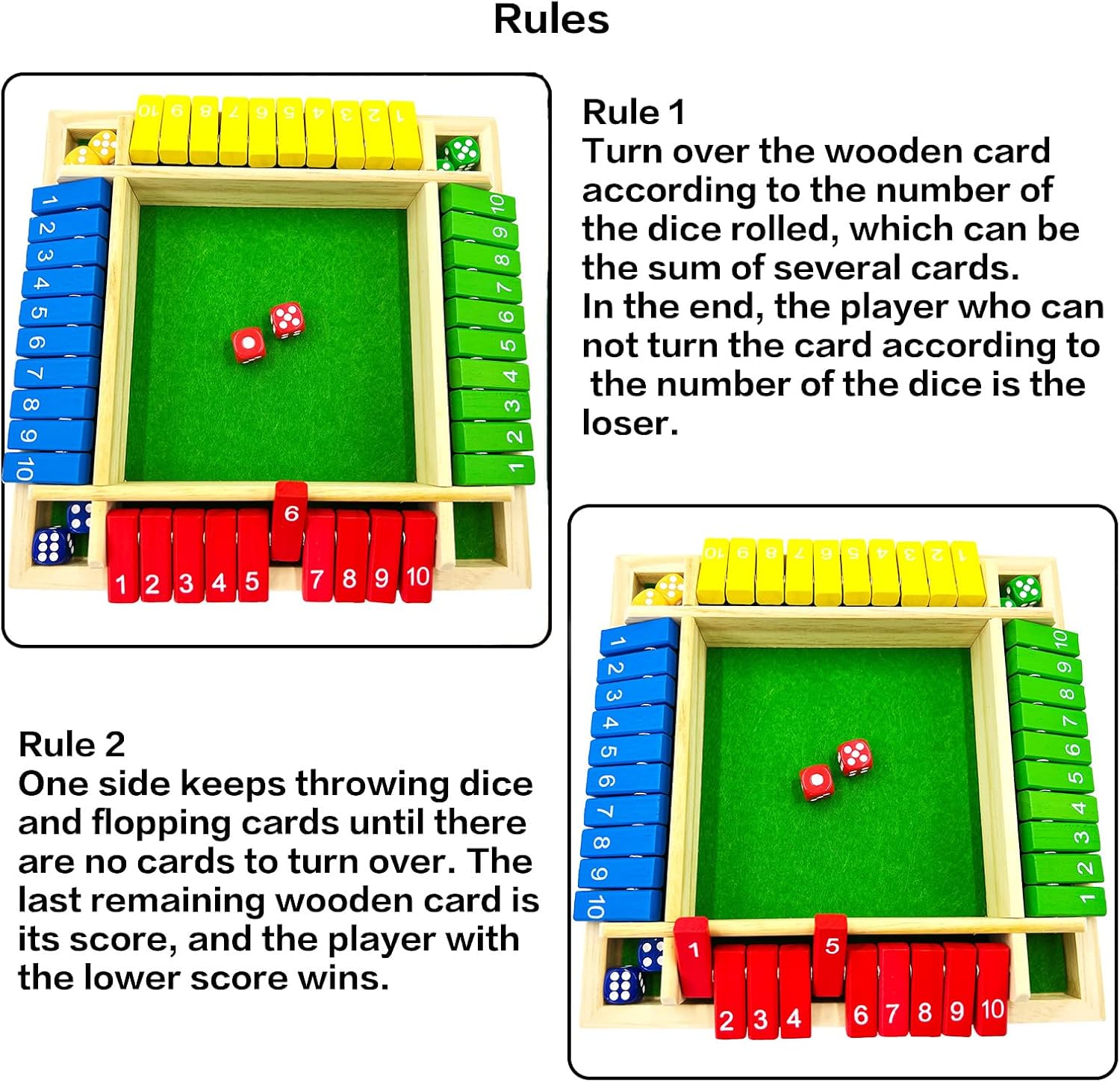 Thumbnail 1 de EACHHAHA Shut The Box 4 Joueurs — Jeu de société en bois coloré pour toute la famille
