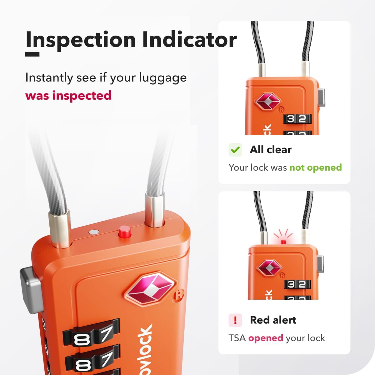 Thumbnail 4 de NOVLOCK TSA Approved Luggage Lock – Orange 1-Pack