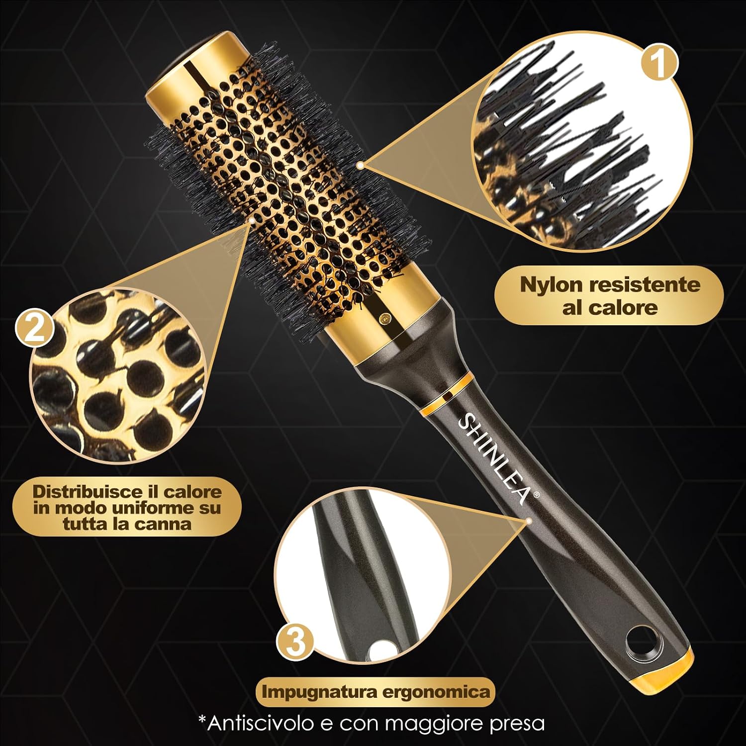 Detalle 2 de Shinlea Spazzola Ricci 33 mm per capelli corti
