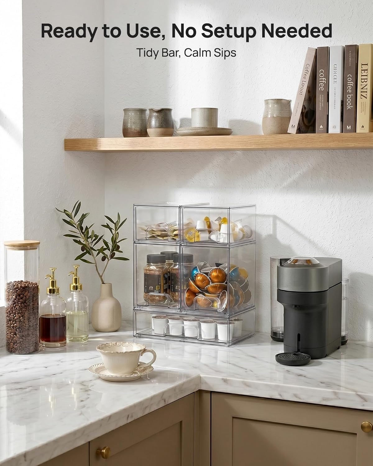 Thumbnail 1 de Vtopmart Stackable Storage Drawers 5 Clear Bins