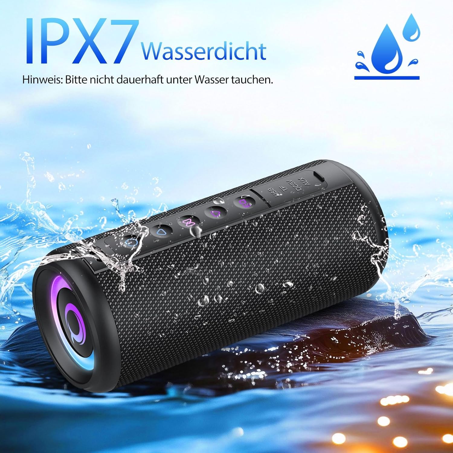 Thumbnail 5 de Bluetooth Lautsprecher 2026 Musikbox – IPX7, 360° Klang, 30h Akku, RGB Beleuchtung