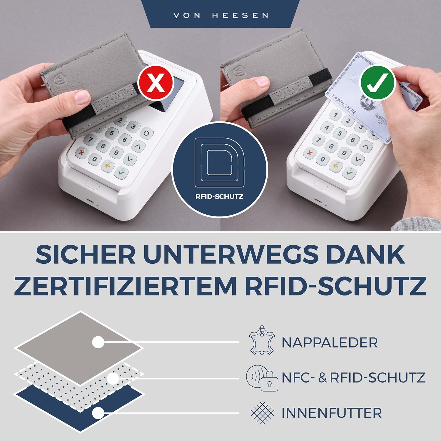 Detalle de VON HEESEN Slim Wallet RFID 8 Karten