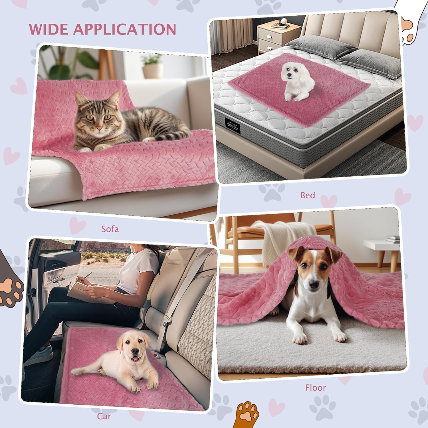 Detalle de BVAGSS Couverture pour Chien et Chaton (6 pièces, 60x40 cm), flanelle moelleuse lavable – motif oreilles de blé