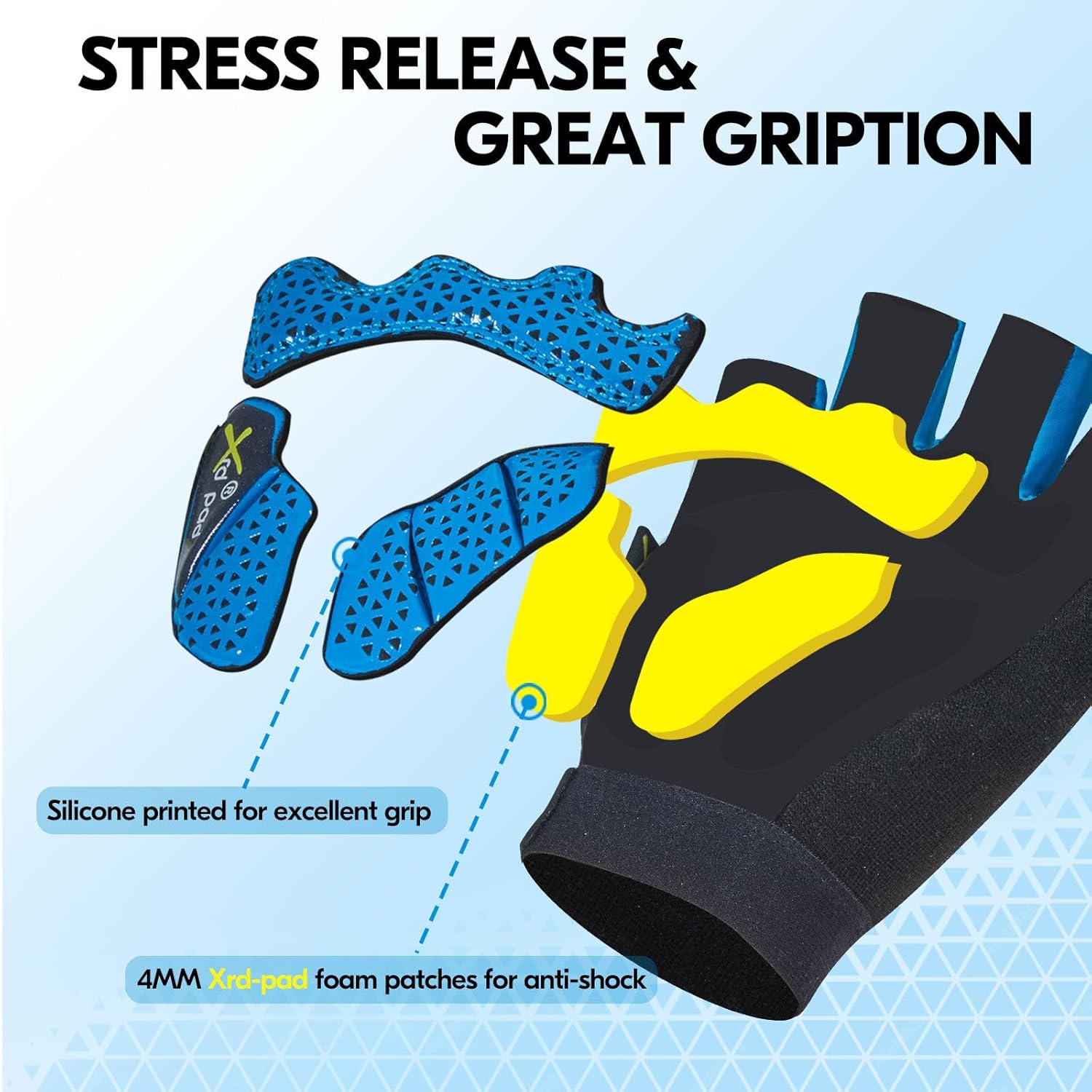 Thumbnail 1 de Vgo... Guanti da ciclismo a mezza dita MF2514 (M uomo, blu) regolabili e antiscivolo