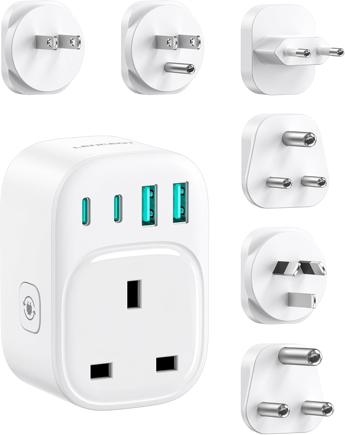 Detalle de LENCENT Worldwide Travel Adapter Set Type A, B, C, D, I, M – 6 Plug Universal Power Outlet
