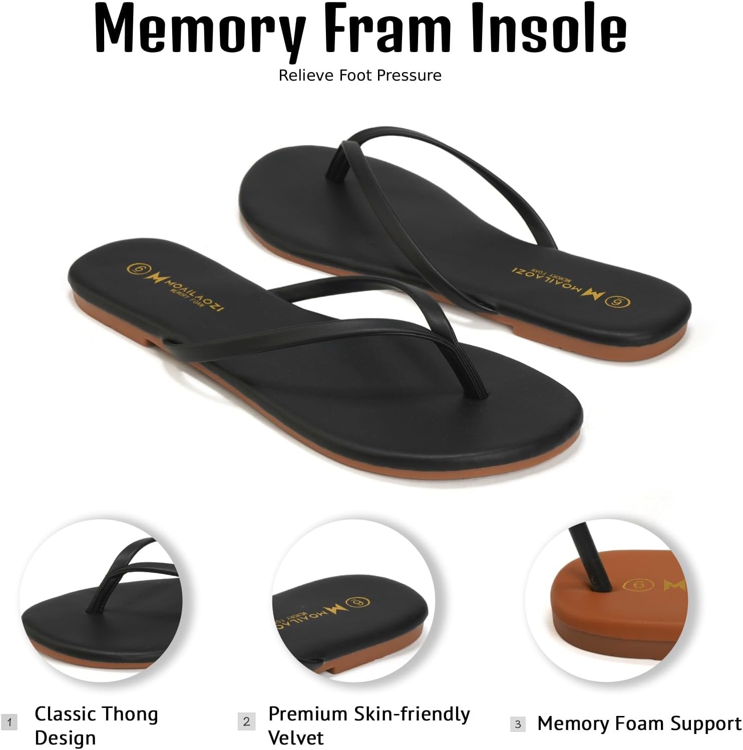 Detalle de MOAILAOZI Women's Leather Flip-Flops