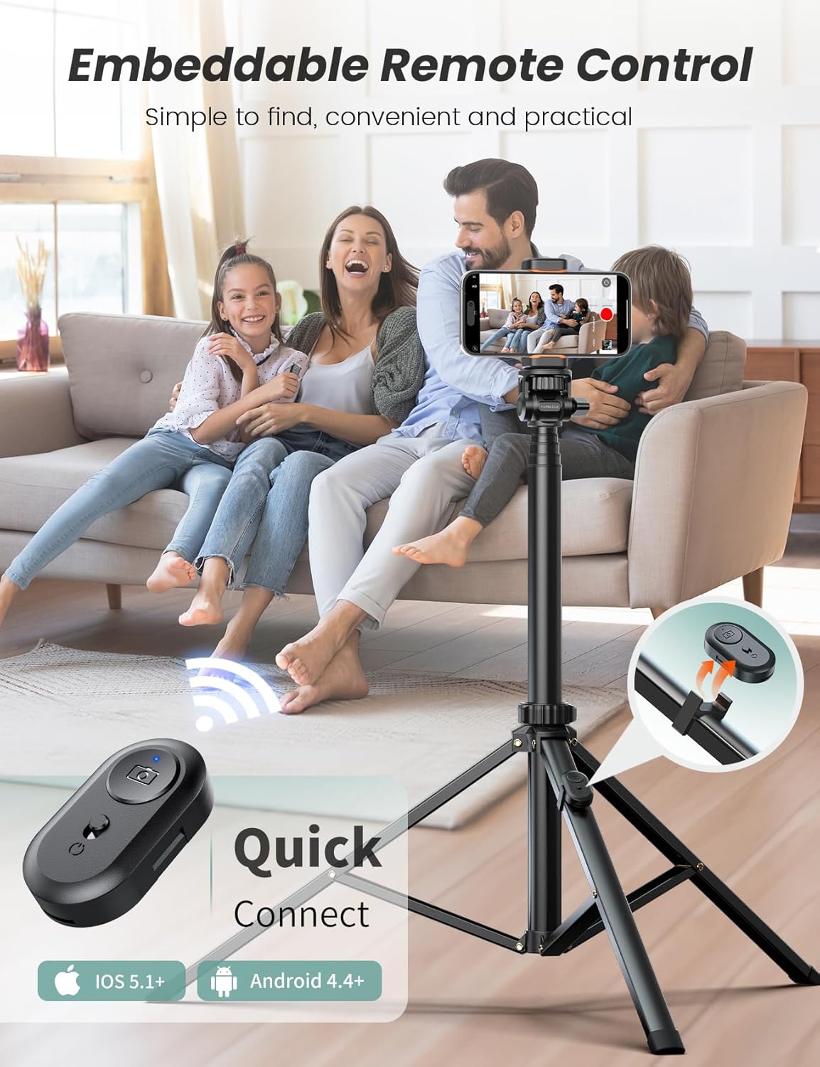 Thumbnail 6 de Extendable 71" Aluminum Phone Tripod for Video
