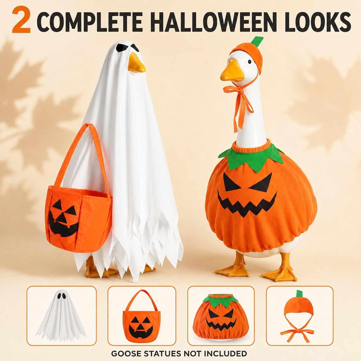 Detalle 2 de JSCPC Fall and Halloween Lawn Goose Outfits, 2 Set for 23-Inch Geese
