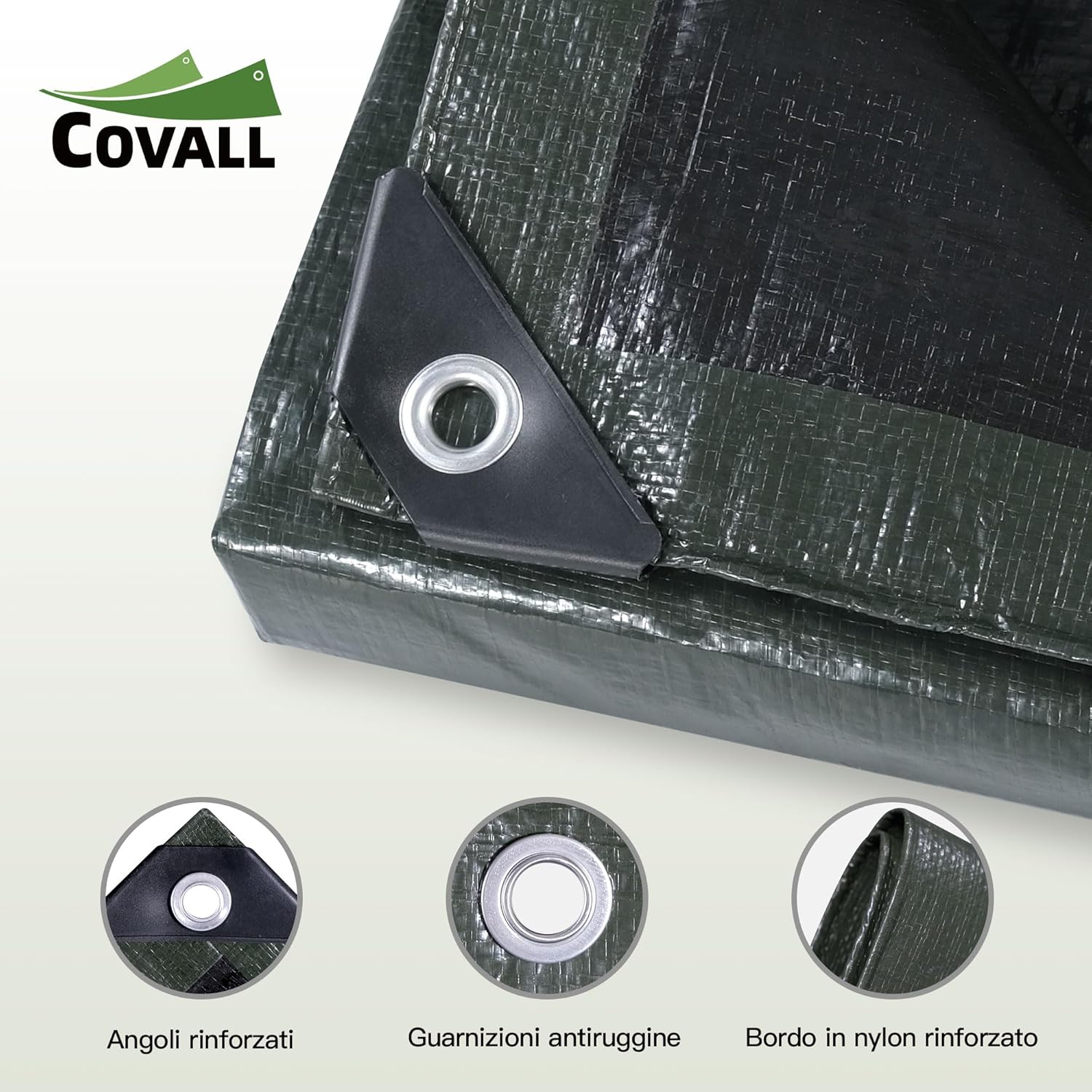 Thumbnail 2 de COVALL telo telone impermeabile 2x2 m in HDPE 140 g/m² con occhielli rinforzati