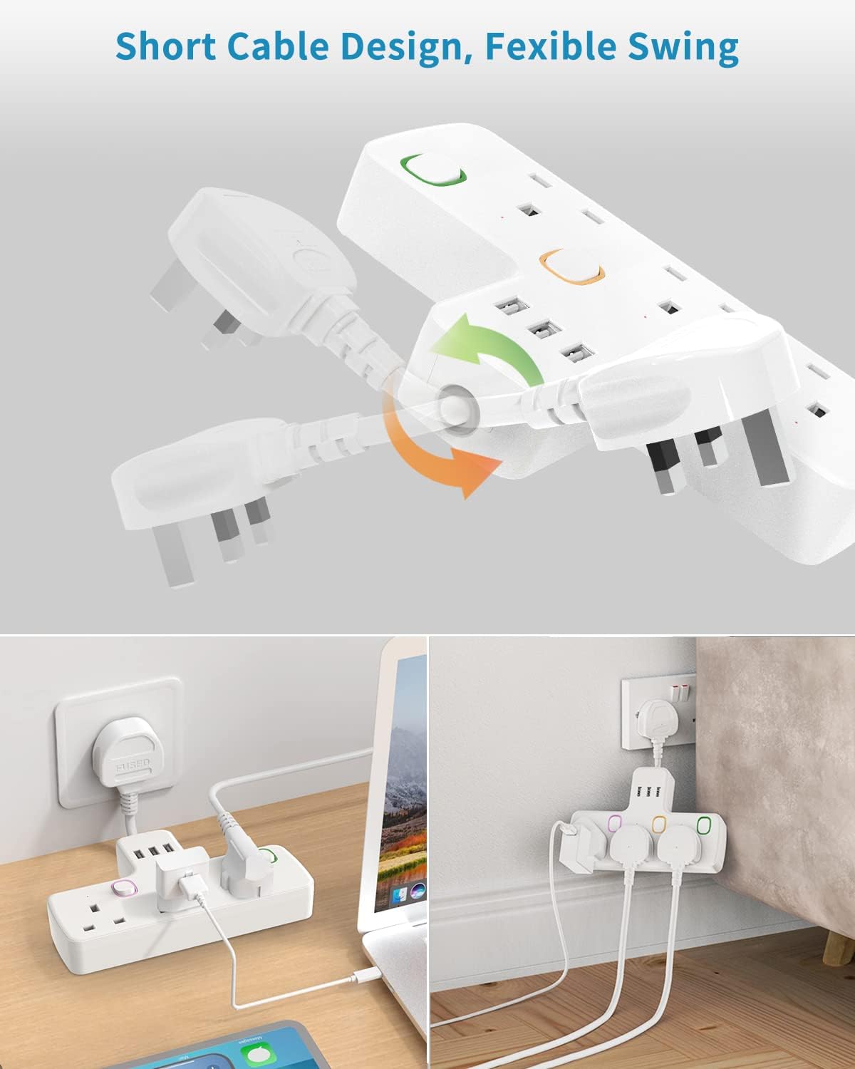 Thumbnail 6 de Multi Plug Extension 3 Way 3 USB 3250W