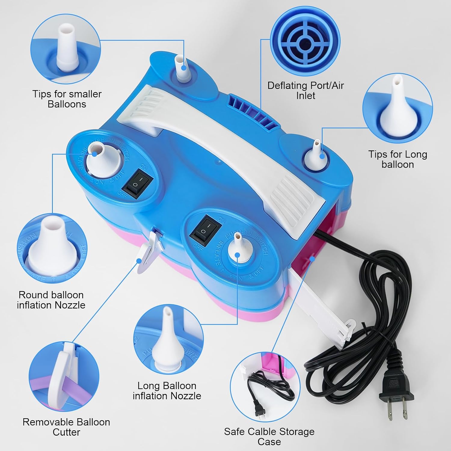 Thumbnail 5 de Dagelar 3-in-1 Electric Balloon Pump: Portable, Dual-Mode Inflator for Balloons, Floats, and More