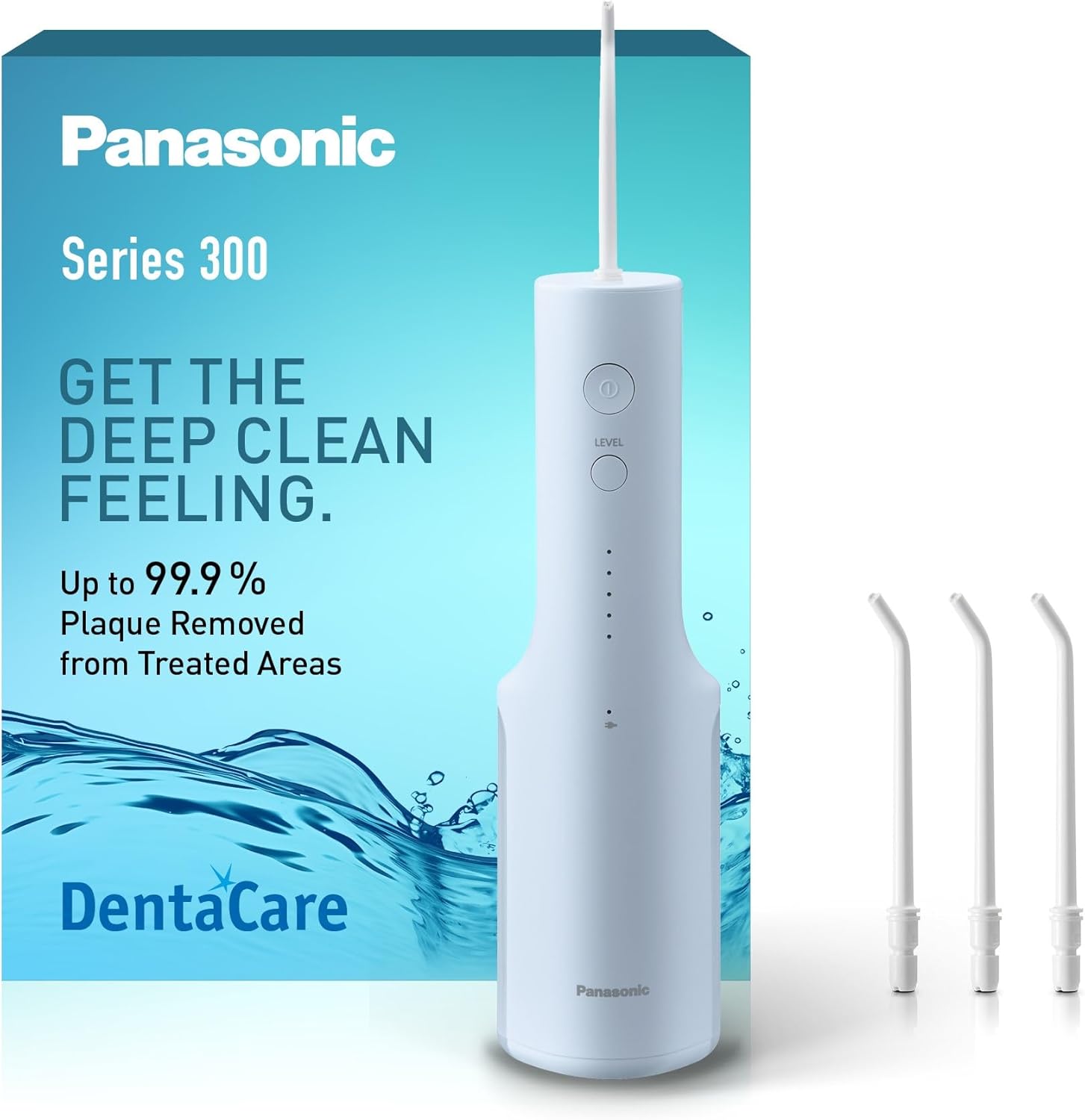 Panasonic Series 300 EW-DJ27-A303 : hydropulseur dentaire sans fil 200 ml, IPX7, 5 niveaux et 4 embouts