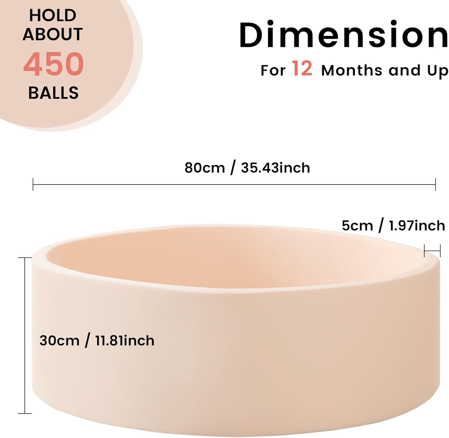 Thumbnail 1 de Ball Pit for Toddlers 1-3 Memory Foam Ball Pit (31.5 x 11.8 in) – Beige, no balls