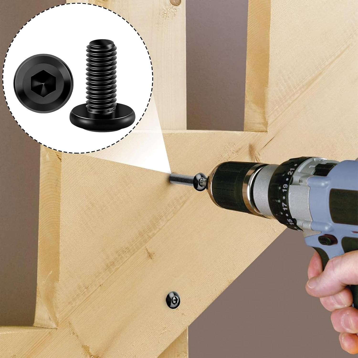 Thumbnail 5 de 20 Stück M5 Flachkopfschrauben Set aus Edelstahl A2 V2A mit Innensechskant und Schlüssel – M5 x 16 mm