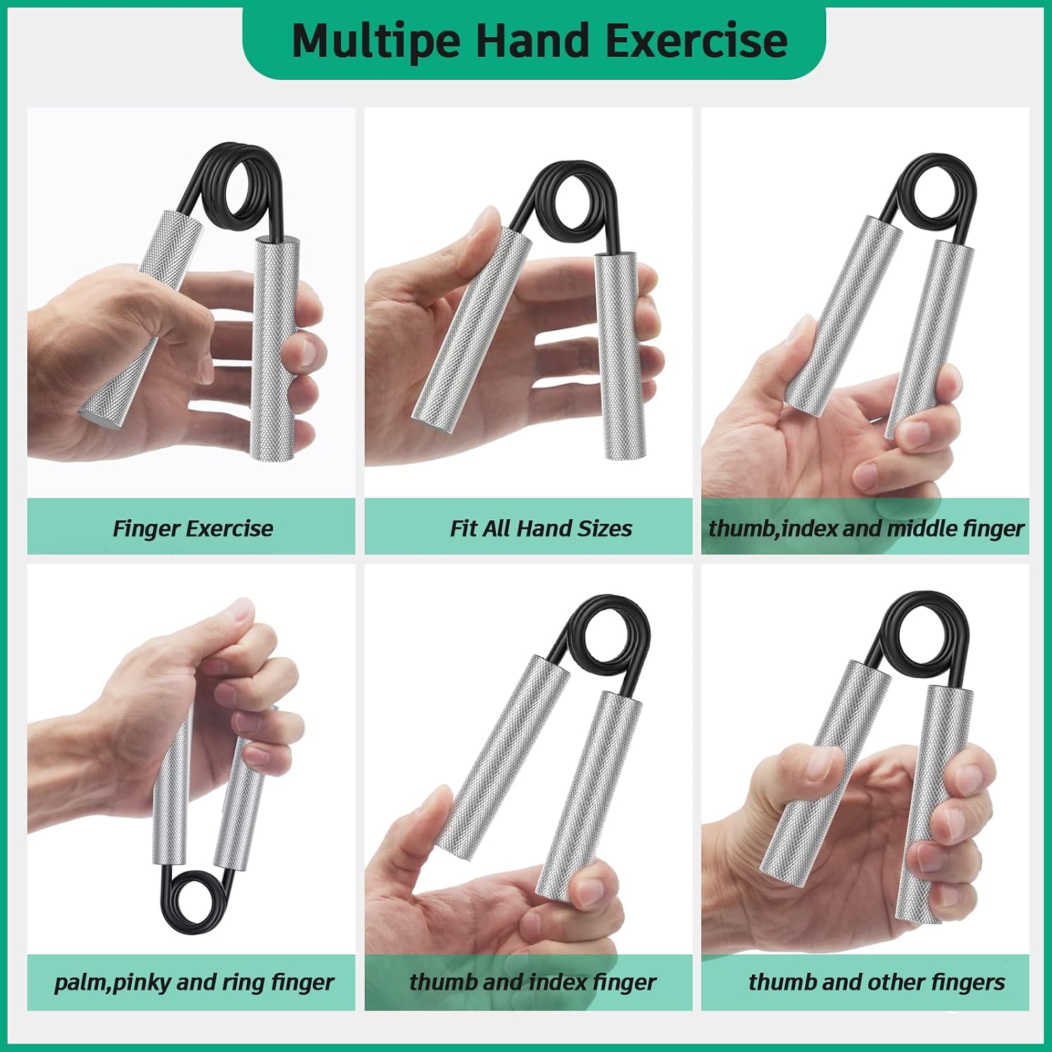 Detalle de ZEAGUS GS Metal Hand Grip Strengthener, 4-Pack, 50–200 lb, Silver