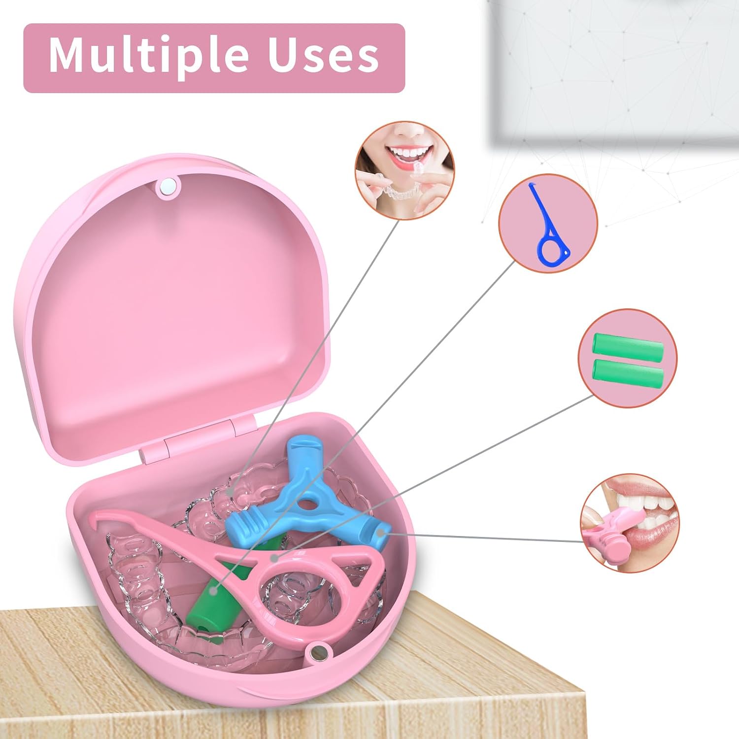 Detalle 2 de ARGOMAX Magnetic Retainer Case, Pink PP Hard Shell with Textured Interior