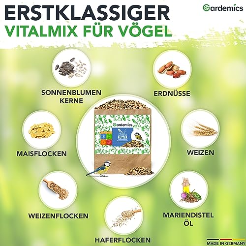 Detalle de Gardemics Wildvogelfutter Ganzjahresfutter 10 kg mit Erdnüssen & Sonnenblumenkernen