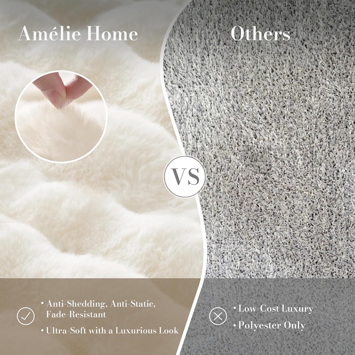 Detalle 2 de Amélie Home Faux Fur Throw Blanket 90" x 90" 🛋