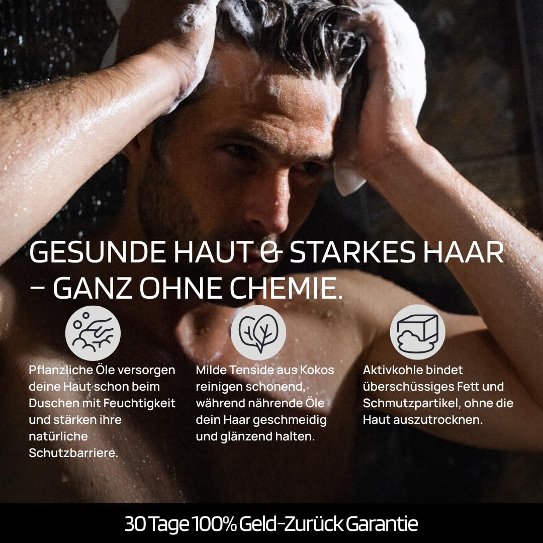 Detalle 2 de SKINBRO Festes Duschgel für Männer „New York Flair“ (vegan, silikonfrei, 100 g) – Duschseife & Shampoo in einem