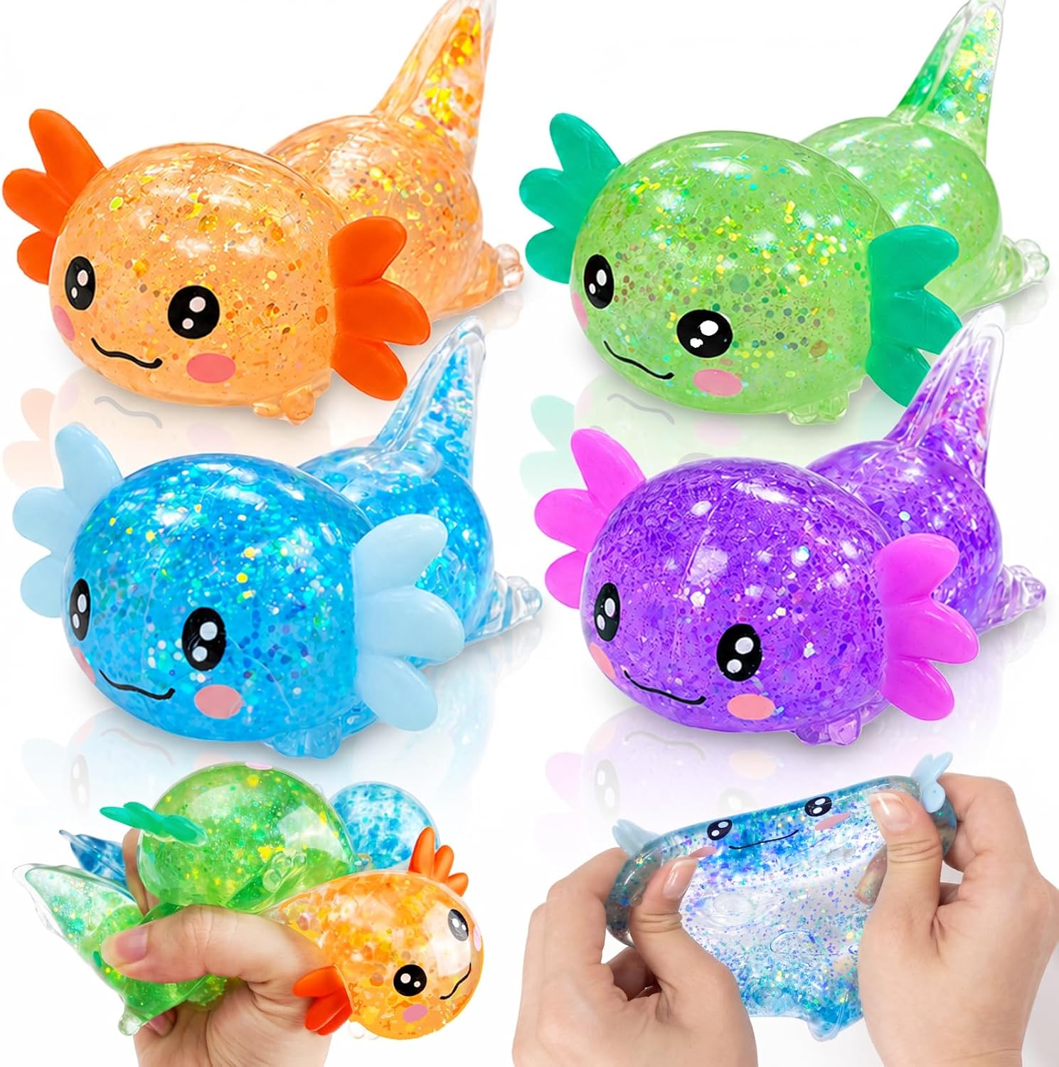 Detalle de BREIS zhanli-ry Axolotl Squishy Fidget Toys, 4-Pack in Four Colours