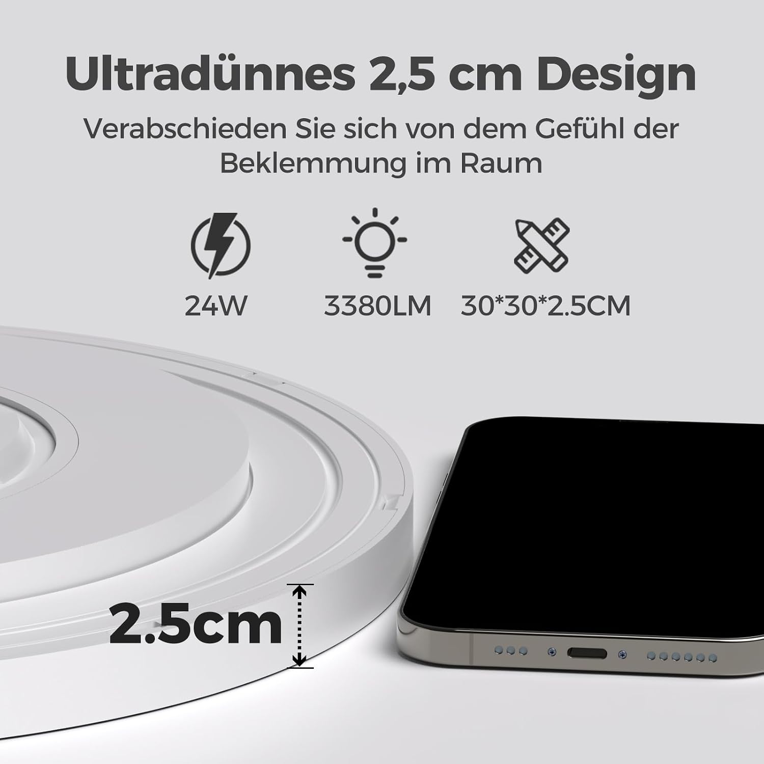 Thumbnail 6 de Aphyni Lampe de Plafond LED Dimmable avec Télécommande – 24W RGB, 3000K-6500K, contrôle via app