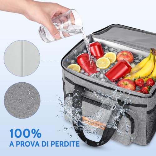 Thumbnail 4 de SUNTRIVA Borsa Termica Porta Pranzo 15L con Tracolla – Impermeabile, Grigio
