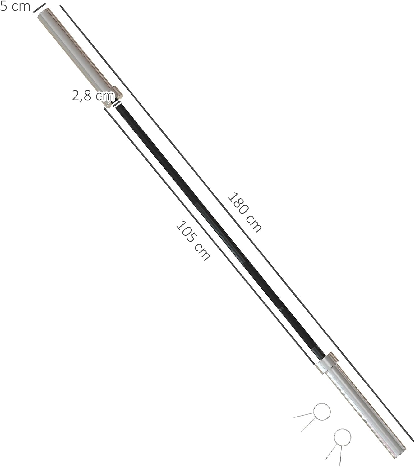 Thumbnail 6 de SPORTNOW halterstang 180 cm, 15 kg, Ø 50 mm, belastbaar tot 200 kg